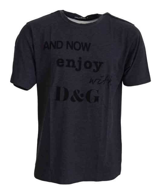 Dolce & Gabbana Grey Crewneck Cotton Short Sleeve  T-shirt