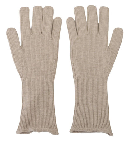 Dolce & Gabbana Ivory Cashmere Silk Hands Mitten Mens Gloves