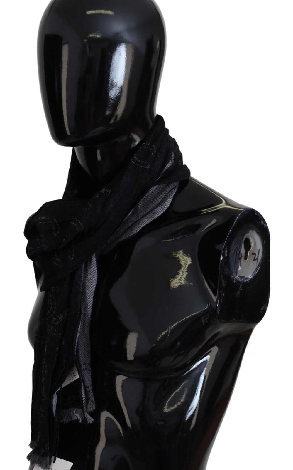 C'N'C Black Grey Logo Print Men Neck Wrap Shawl Scarf