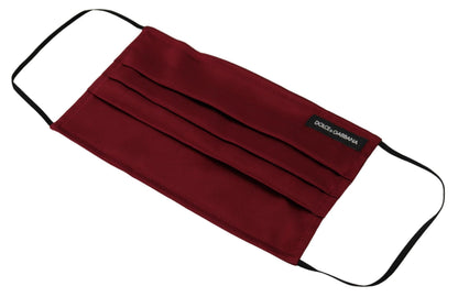 Maroon Silk Pleated Elastic Ear Strap One Size Face Mask