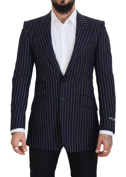 Dolce & Gabbana Men's Dark Blue Stripe Wool Single Breasted Blazer