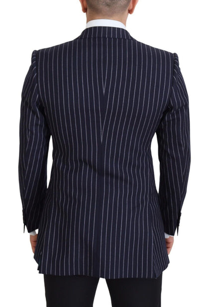 Dolce & Gabbana Men's Dark Blue Stripe Wool Single Breasted Blazer