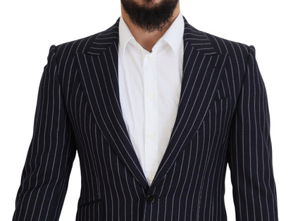 Dolce & Gabbana Men's Dark Blue Stripe Wool Single Breasted Blazer