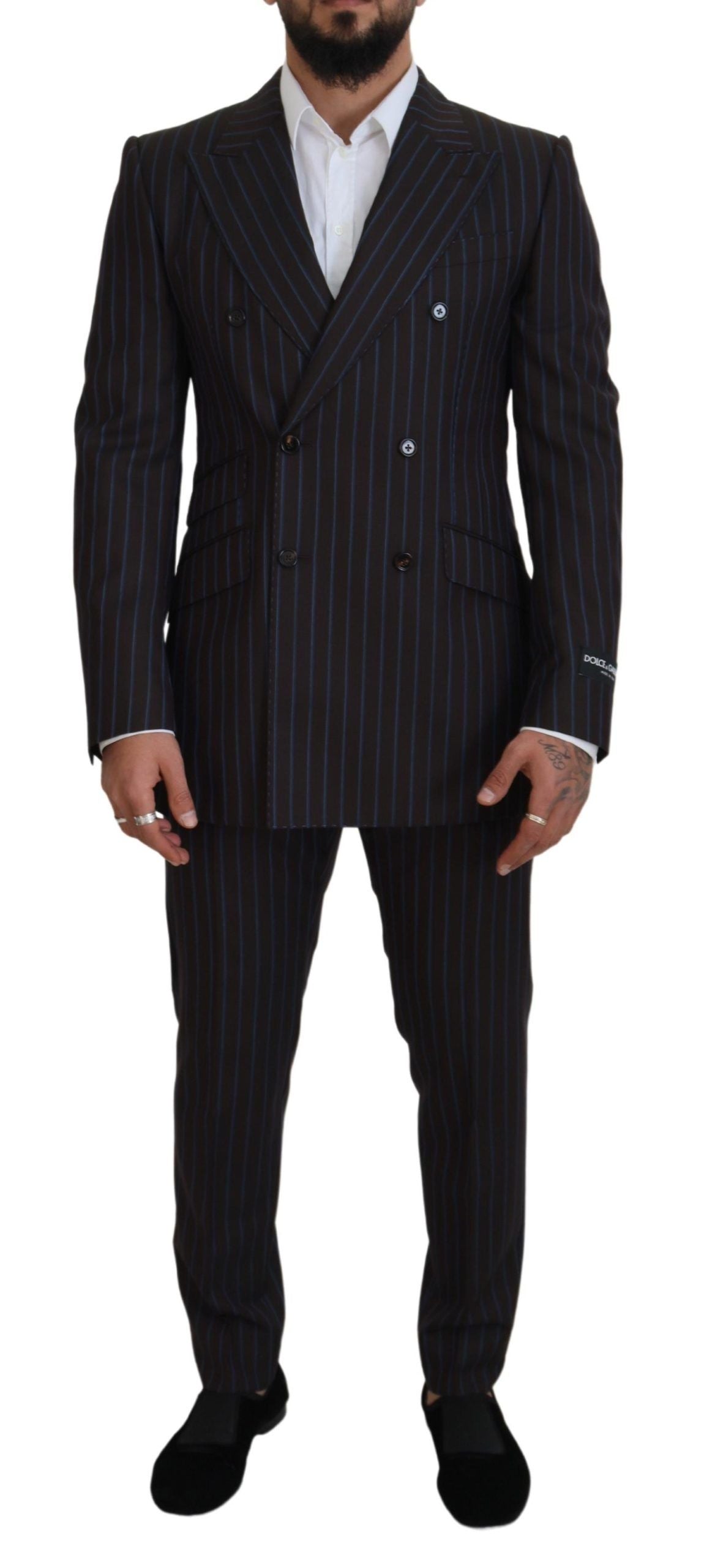 Dolce & Gabbana Men's Black Striped Wool Formal 2 Piece Suit