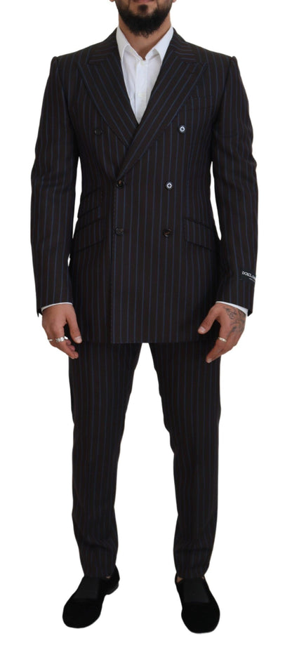 Dolce & Gabbana Men's Black Striped Wool Formal 2 Piece Suit