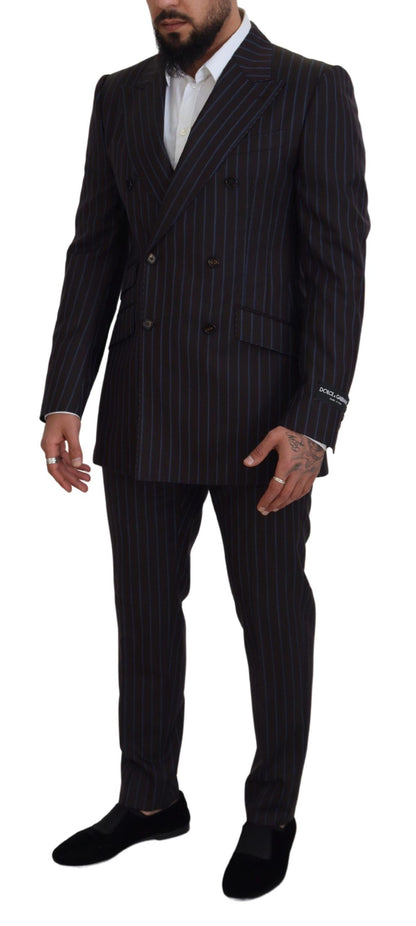 Dolce & Gabbana Men's Black Striped Wool Formal 2 Piece Suit