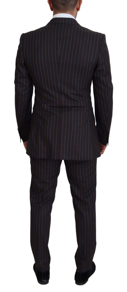 Dolce & Gabbana Men's Black Striped Wool Formal 2 Piece Suit