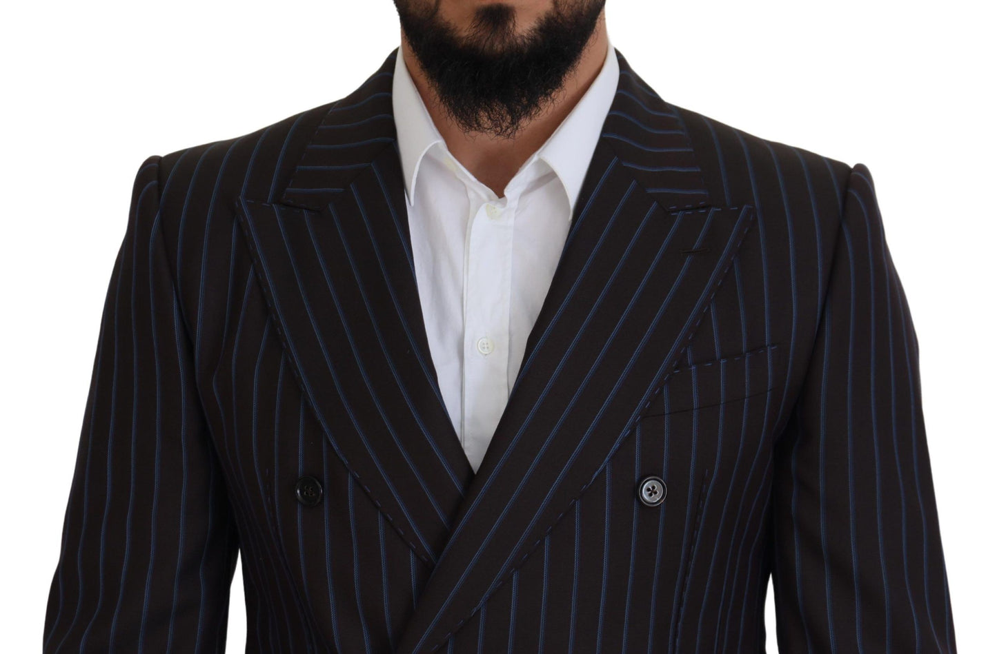 Dolce & Gabbana Men's Black Striped Wool Formal 2 Piece Suit