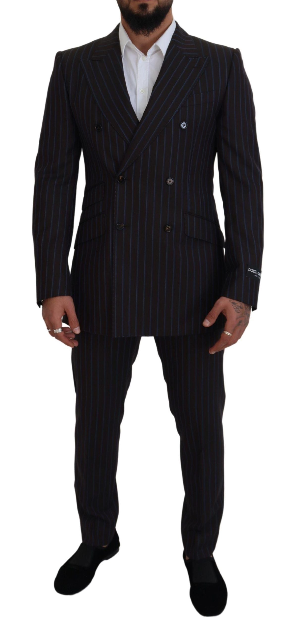 Dolce & Gabbana Men's Black Striped Wool Formal 2 Piece Suit