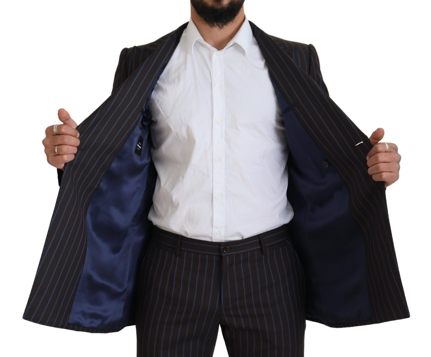 Dolce & Gabbana Men's Black Striped Wool Formal 2 Piece Suit