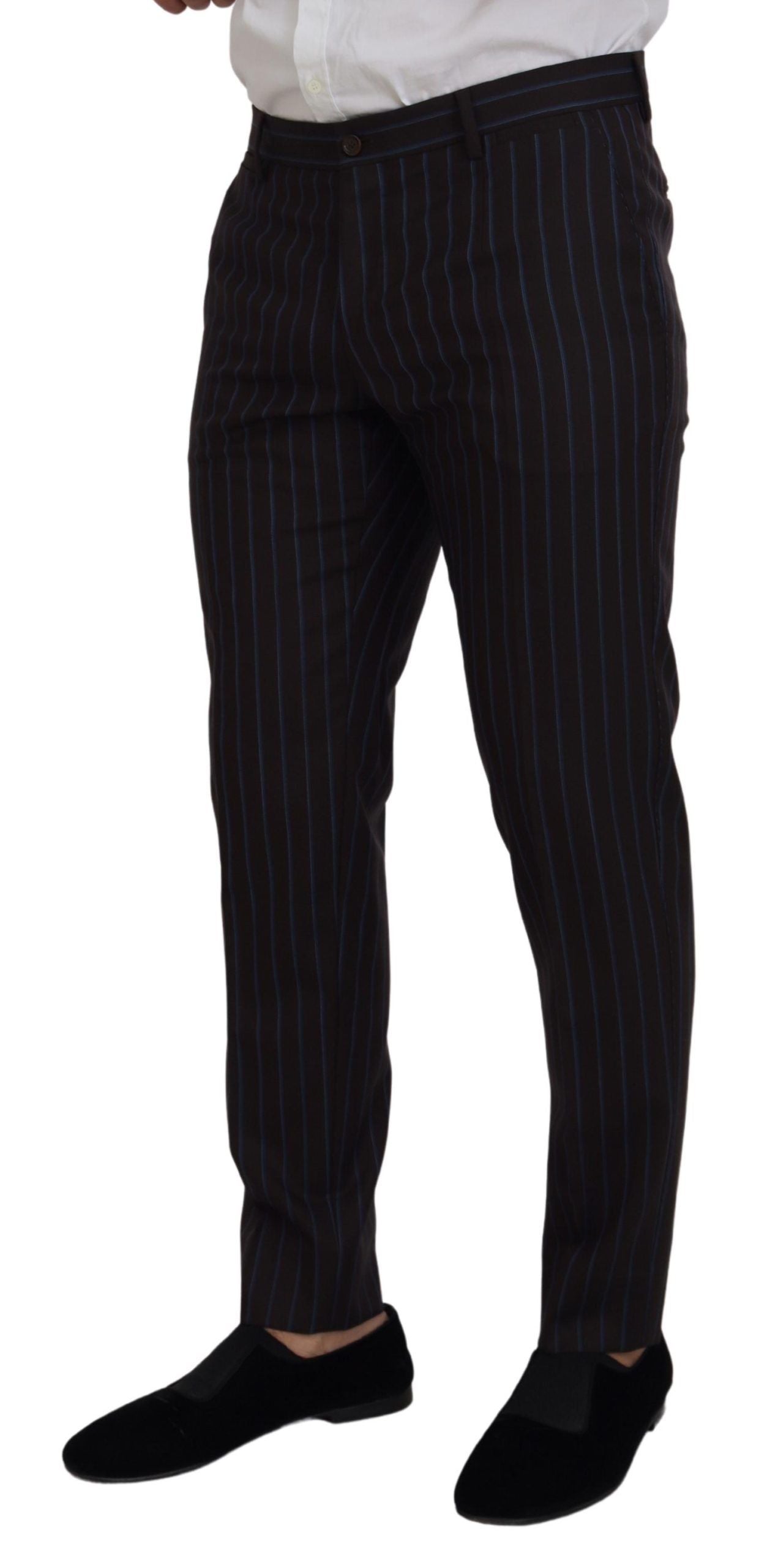 Dolce & Gabbana Men's Black Striped Wool Formal 2 Piece Suit
