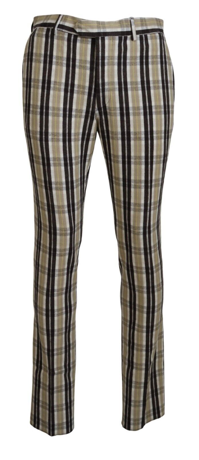 Bencivenga Multicolor Checkered Cotton Straight Fit Men Pants