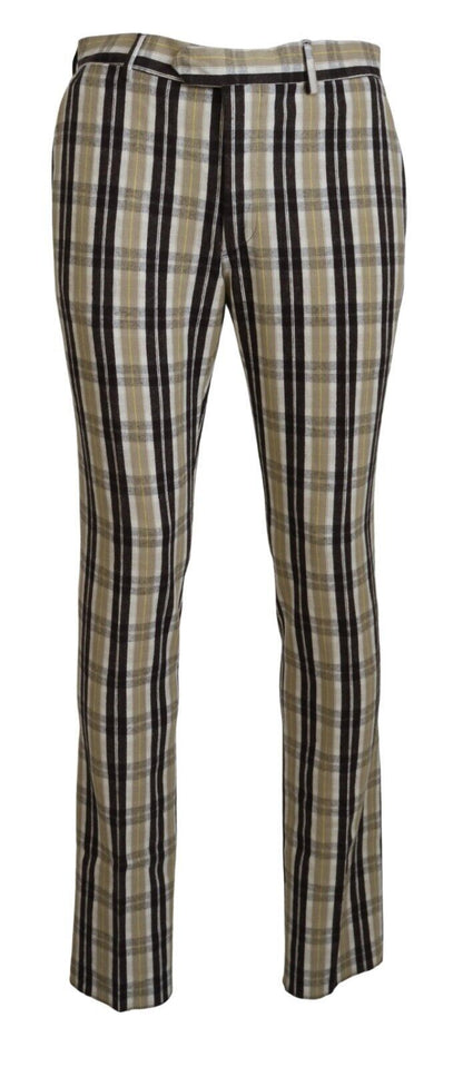 Bencivenga Multicolor Checkered Cotton Straight Fit Men Pants