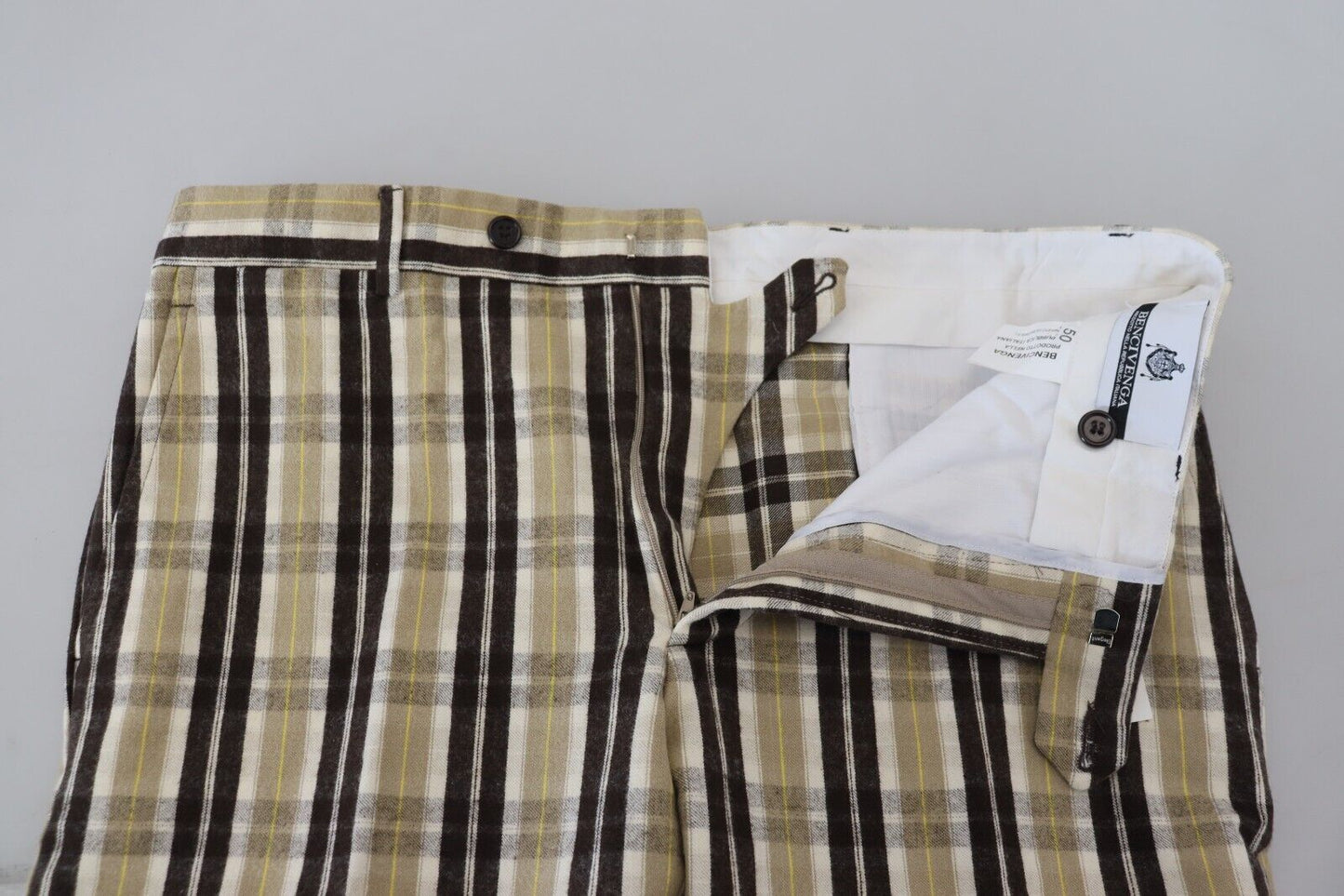 Bencivenga Multicolor Checkered Cotton Straight Fit Men Pants