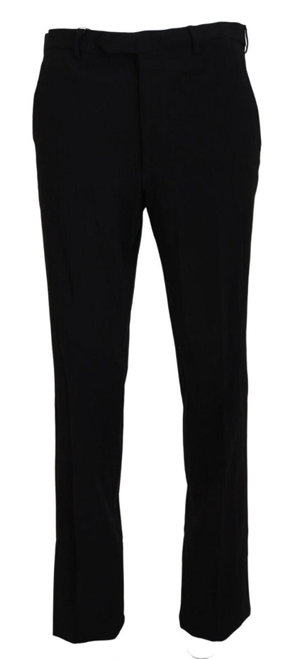 Bencivenga Black Straight Fit Men Formal Trousers Pants