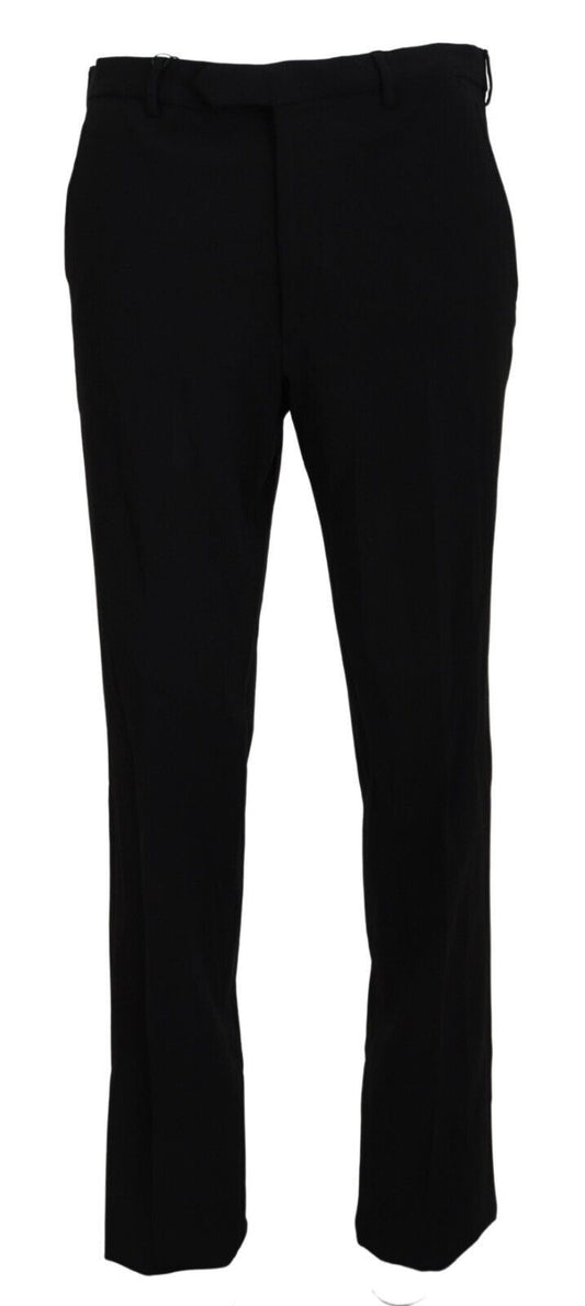Bencivenga Black Straight Fit Men Formal Trousers Pants