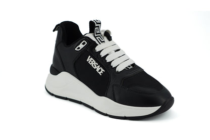Versace Ladies' Black and White Calf Leather Sneakers