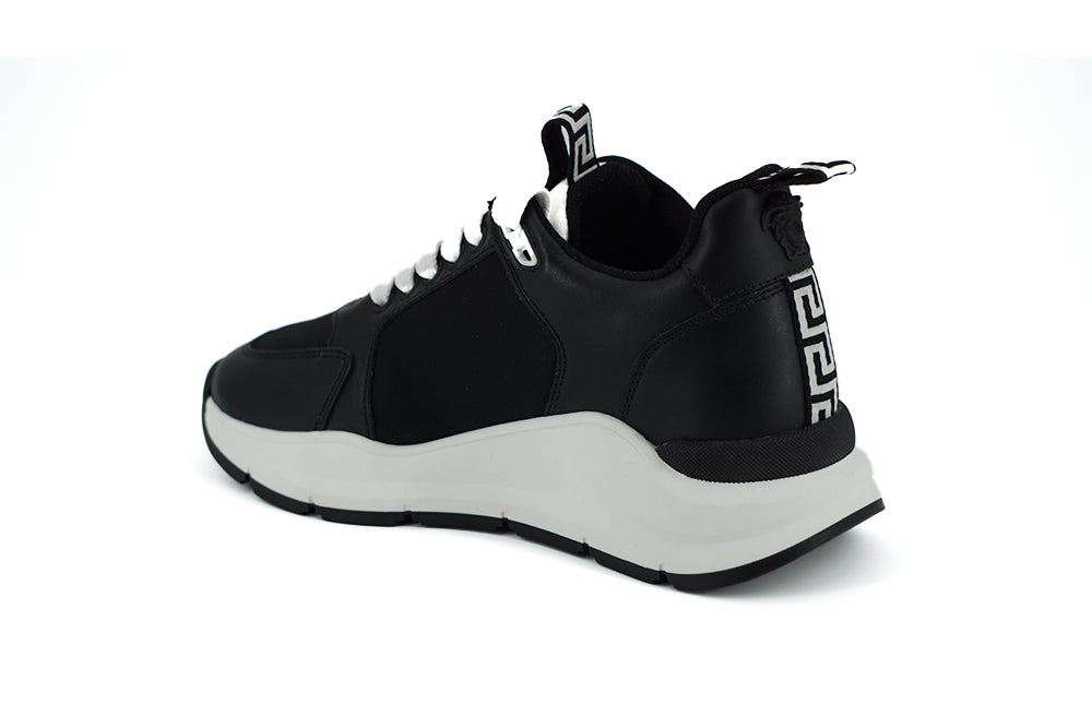 Versace Ladies' Black and White Calf Leather Sneakers