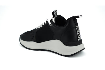Versace Ladies' Black and White Calf Leather Sneakers