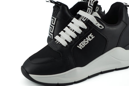 Versace Ladies' Black and White Calf Leather Sneakers
