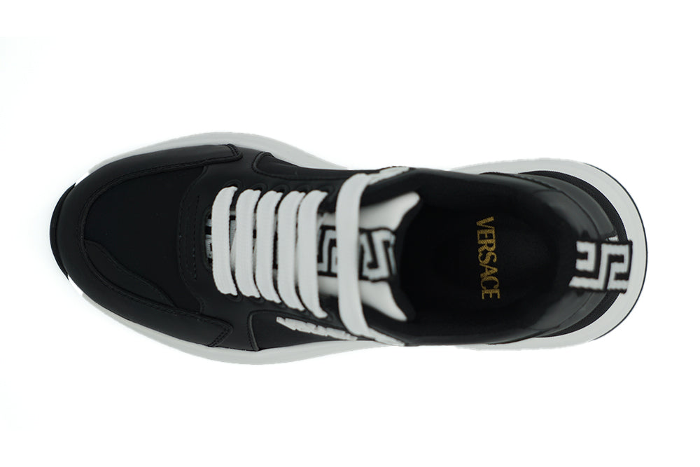 Versace Ladies' Black and White Calf Leather Sneakers