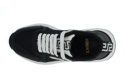 Versace Ladies' Black and White Calf Leather Sneakers