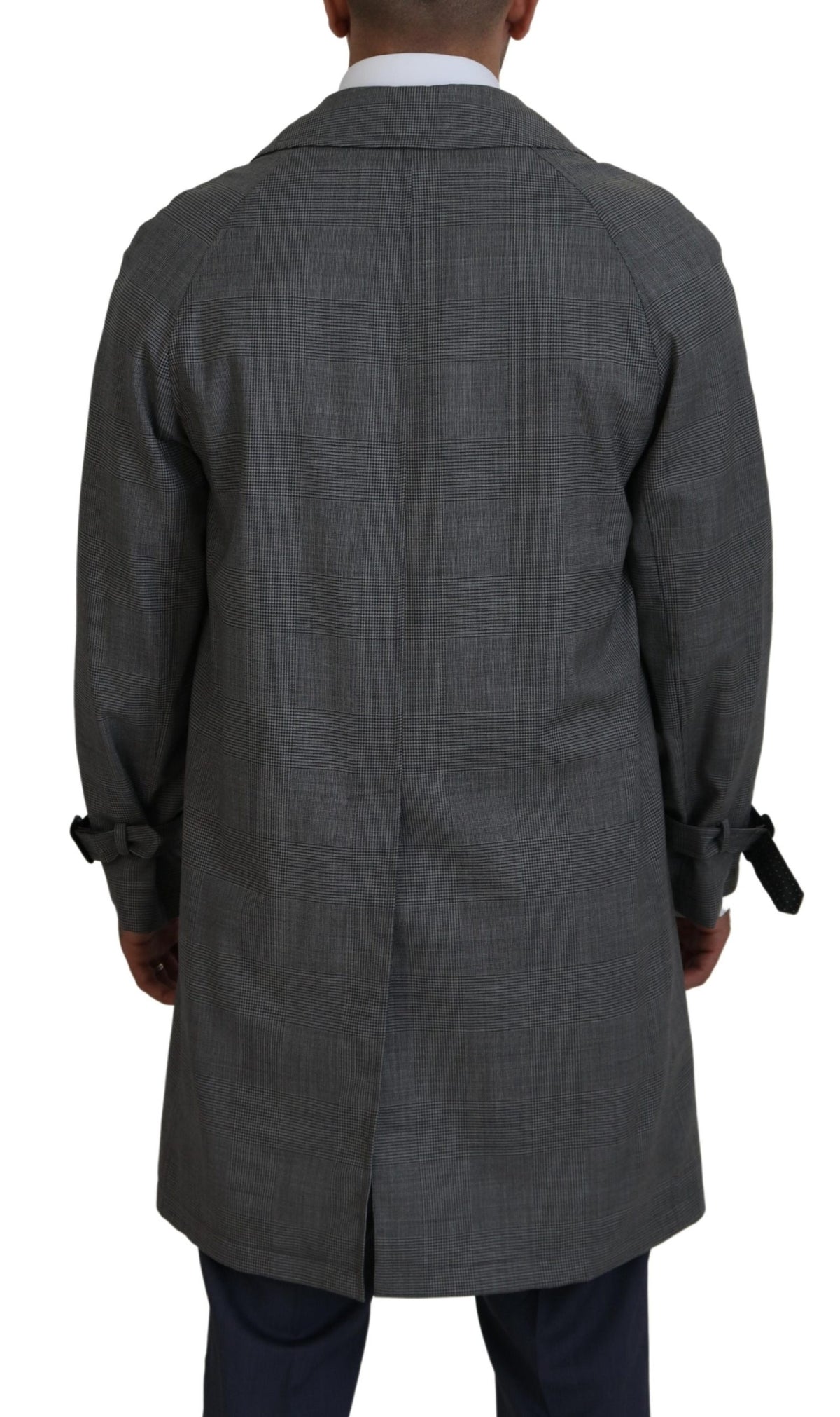 Dolce & Gabbana Men's Rayon Wool & Elastane Trench Coat - Gray Plaid