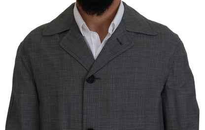 Dolce & Gabbana Men's Rayon Wool & Elastane Trench Coat - Gray Plaid