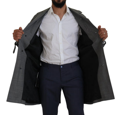 Dolce & Gabbana Men's Rayon Wool & Elastane Trench Coat - Gray Plaid
