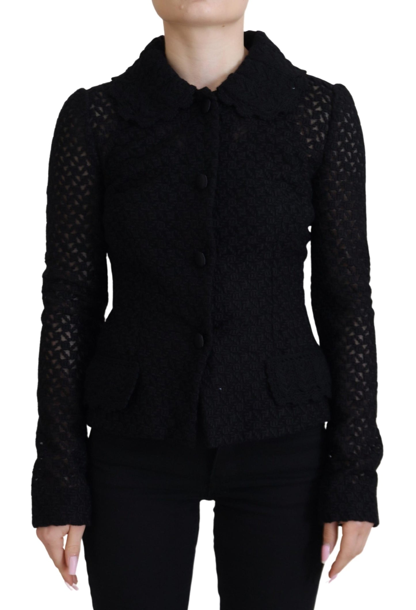 Dolce & Gabbana Women's Elegant Black Wool Blend Button Down Jacket