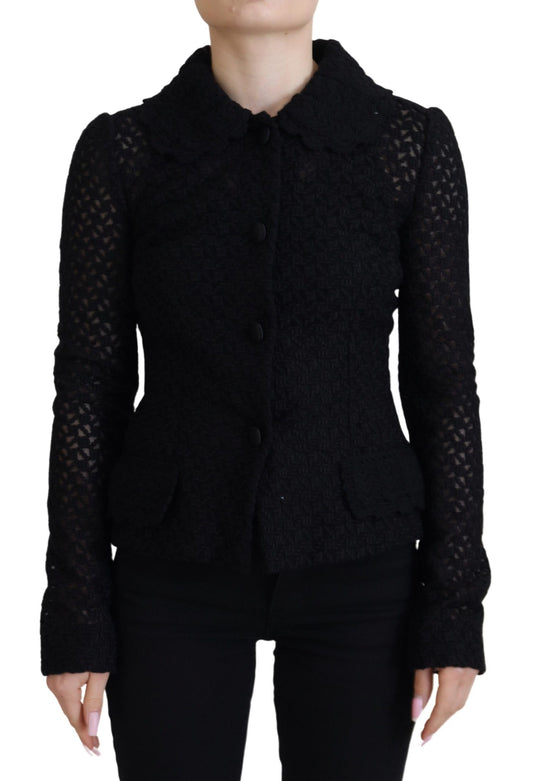 Dolce & Gabbana Women's Elegant Black Wool Blend Button Down Jacket