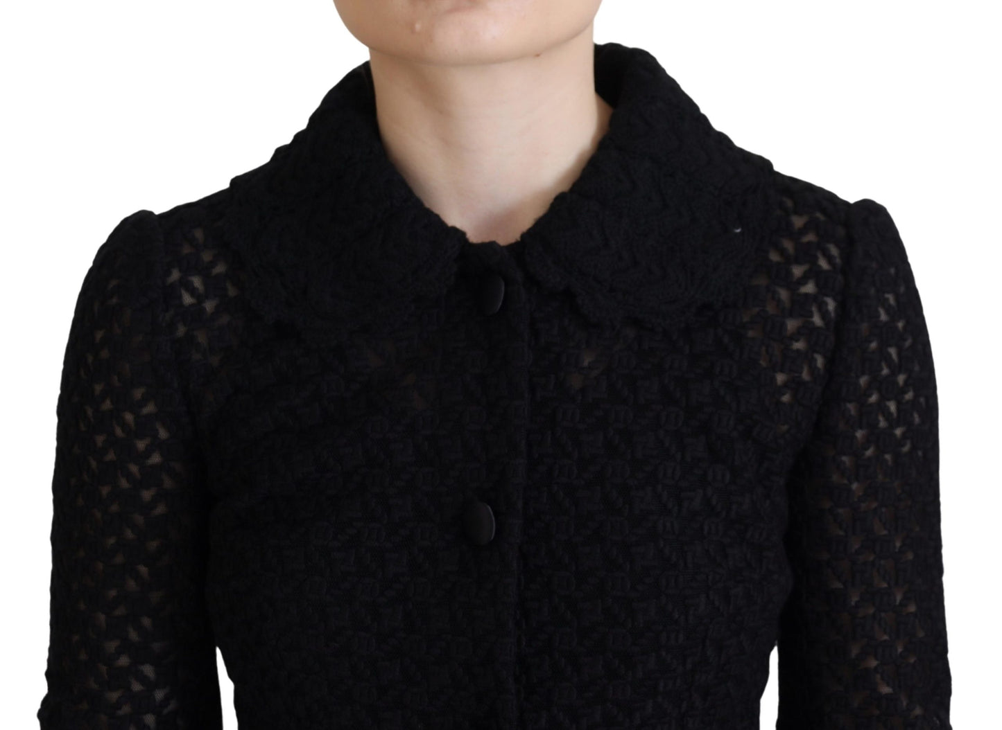 Dolce & Gabbana Women's Elegant Black Wool Blend Button Down Jacket