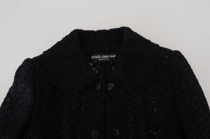 Dolce & Gabbana Women's Elegant Black Wool Blend Button Down Jacket