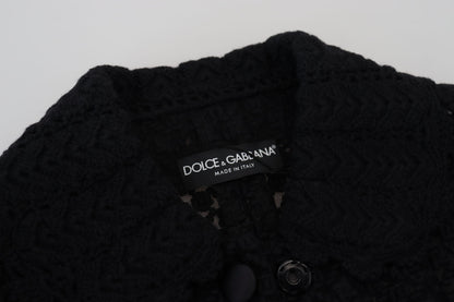 Dolce & Gabbana Women's Elegant Black Wool Blend Button Down Jacket