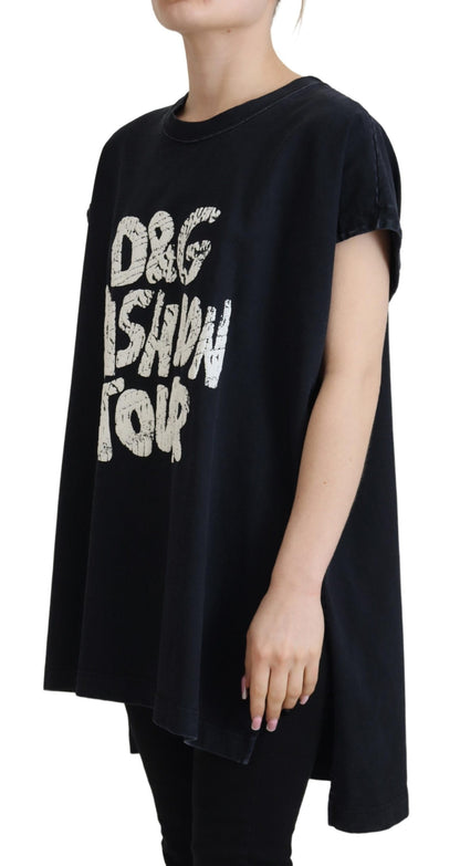 Dolce & Gabbana Women's Round Neck Cotton Tank Top - Black White Signature