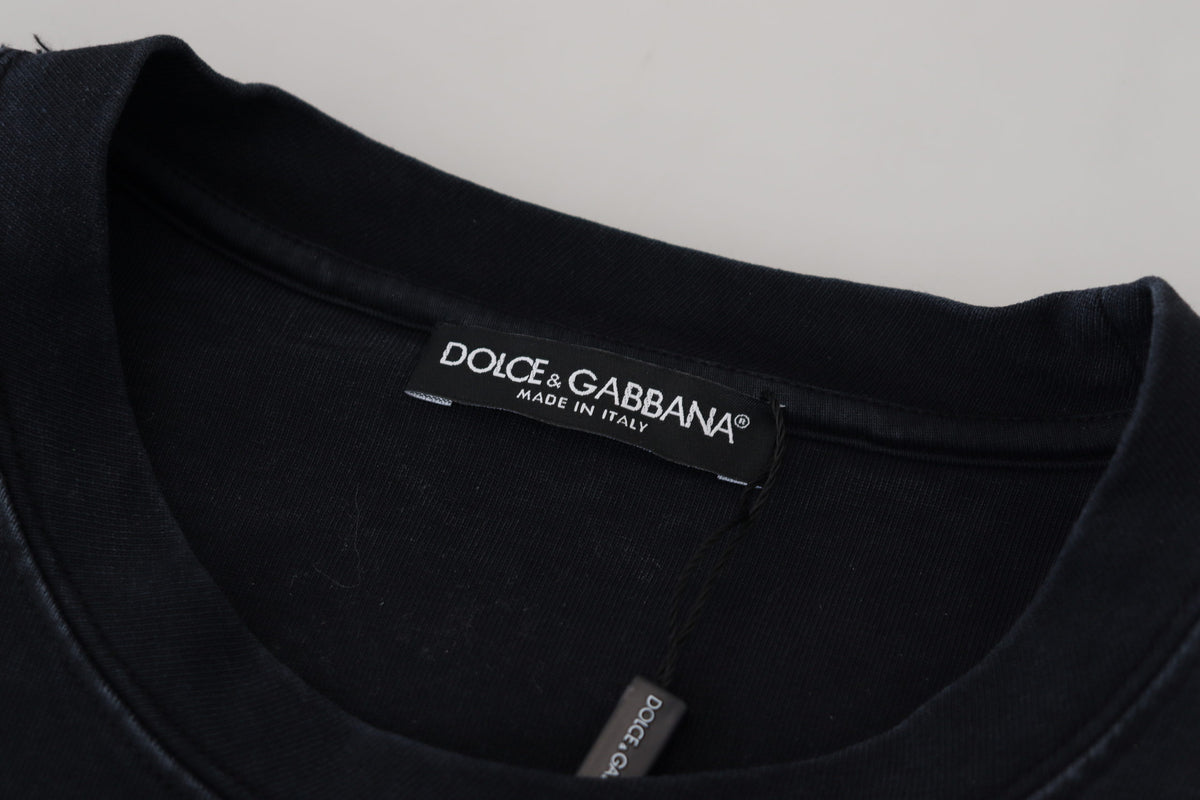 Dolce & Gabbana Women's Round Neck Cotton Tank Top - Black White Signature