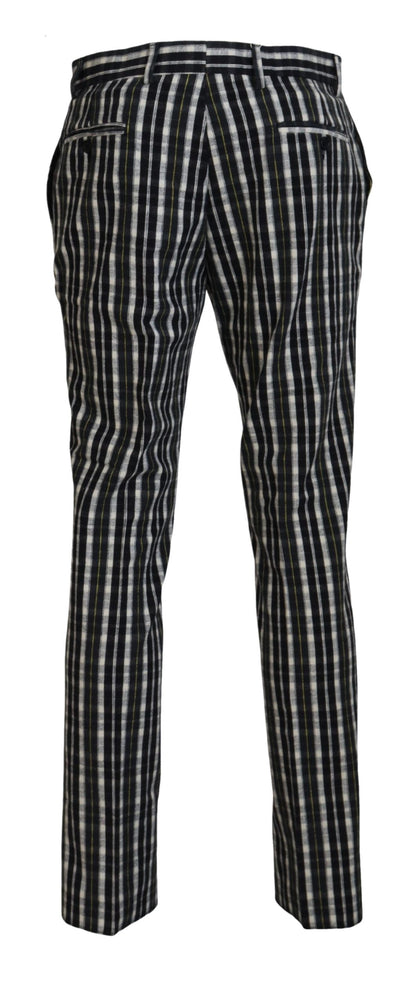 Bencivenga Men's Black Checkered Cotton Casual Pants