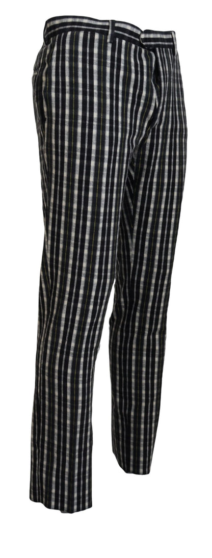 Bencivenga Men's Black Checkered Cotton Casual Pants