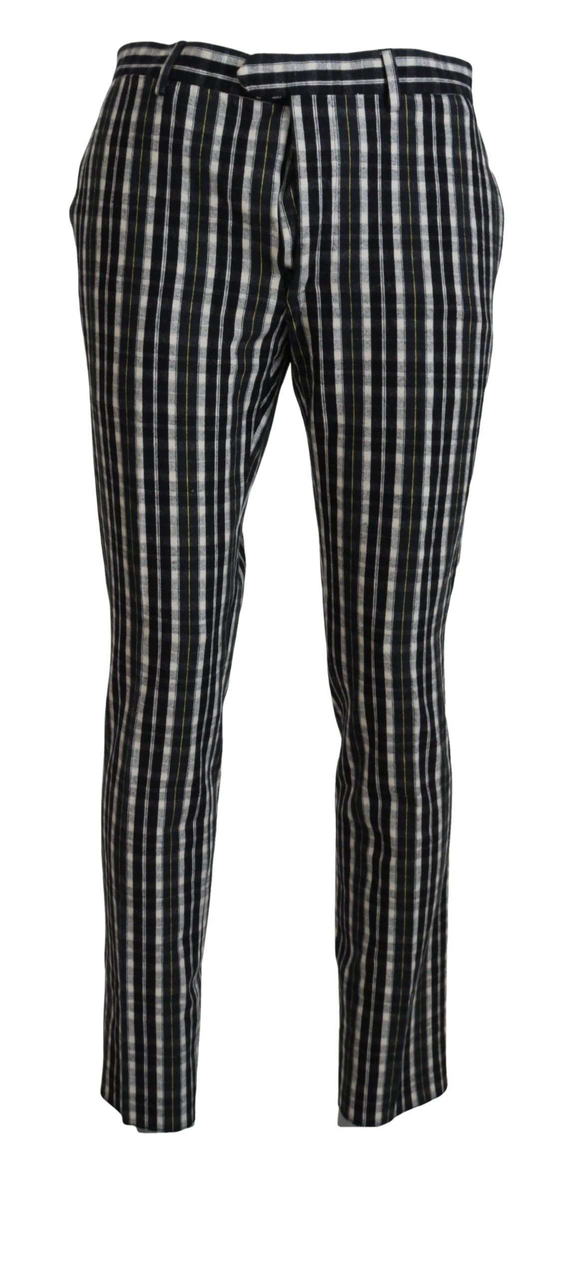 Bencivenga Men's Black Checkered Cotton Casual Pants