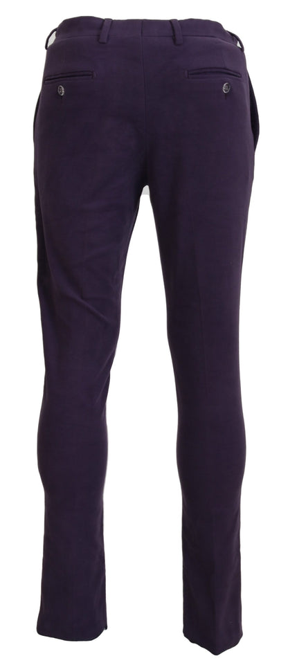 Bencivenga Purple Pure Cotton Tapered Men's Pants