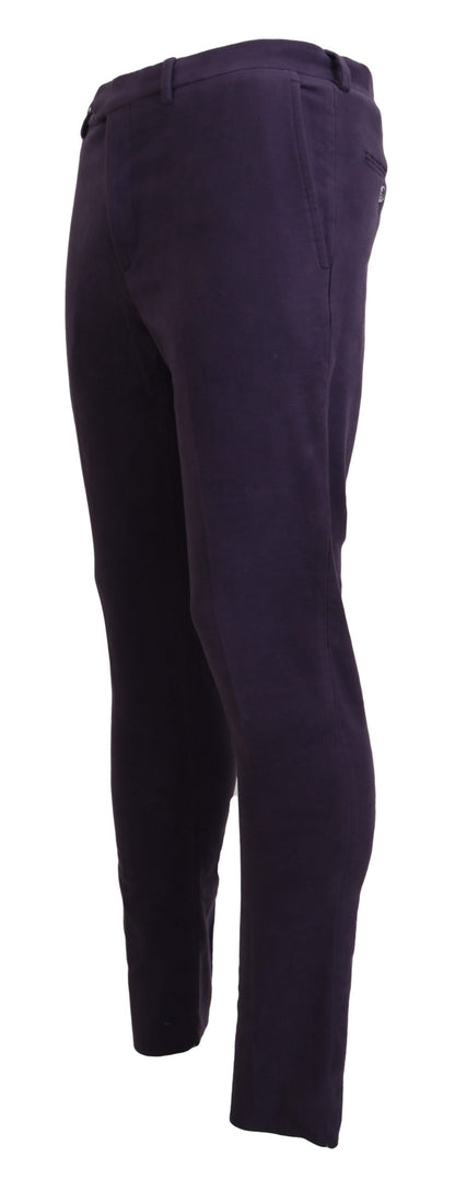 Bencivenga Purple Pure Cotton Tapered Men's Pants