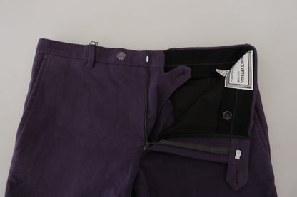 Bencivenga Purple Pure Cotton Tapered Men's Pants