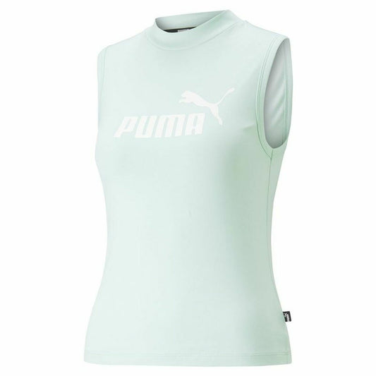 Women’s Short Sleeve T-Shirt Puma Slim Logo Tank Aquamarine
