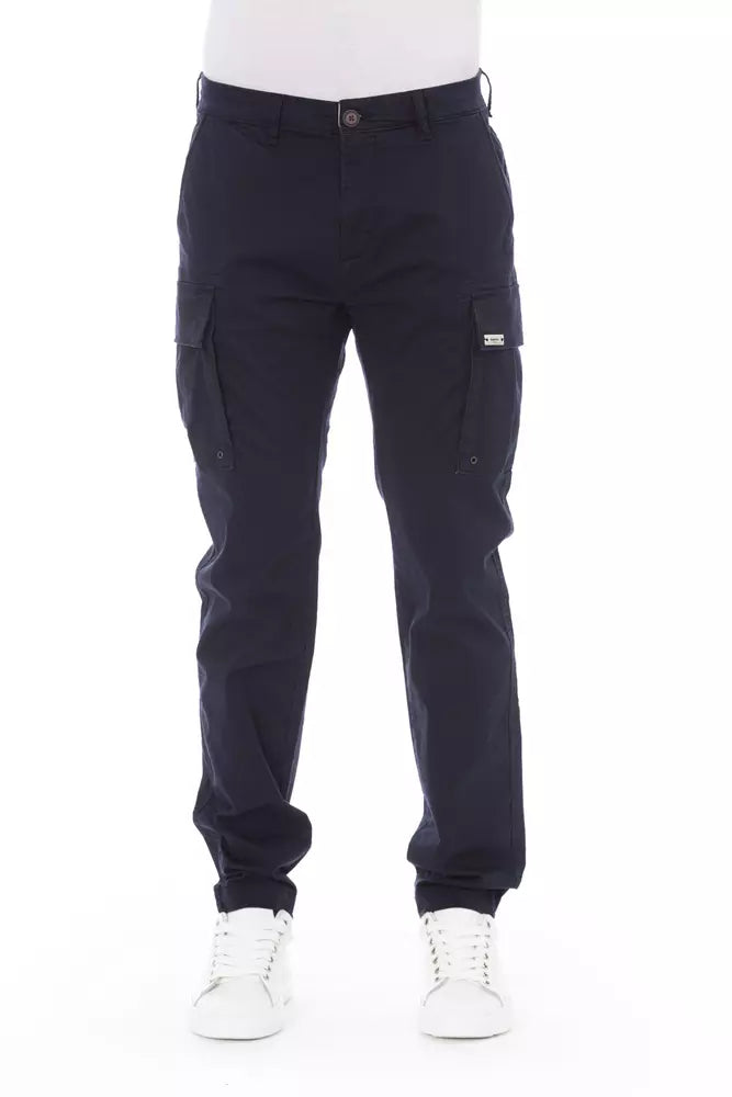 Baldinini Trend Men's Blue Cotton Cargo Trousers