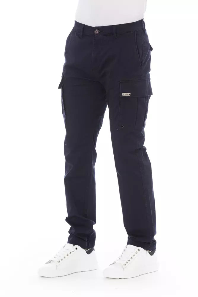 Baldinini Trend Men's Blue Cotton Cargo Trousers