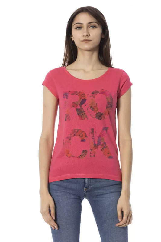 Trussardi Action Pink Cotton Branded Graphic Print Ladies' T-Shirt
