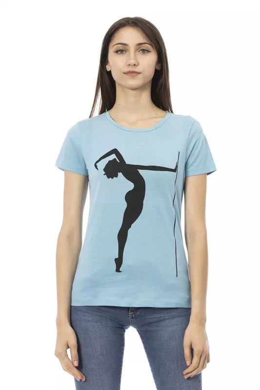 Trussardi Action Women's Light-blue Cotton Logo Print T-Shirt