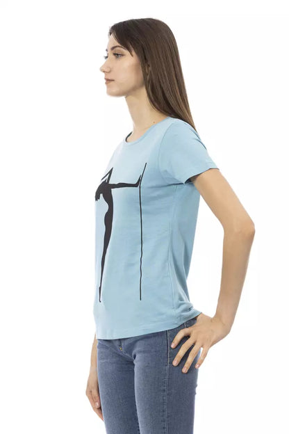 Trussardi Action Women's Light-blue Cotton Logo Print T-Shirt