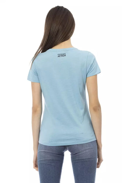 Trussardi Action Women's Light-blue Cotton Logo Print T-Shirt