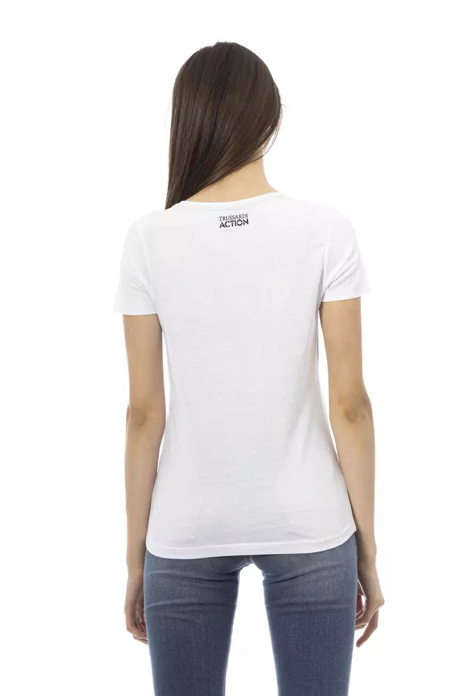 Trussardi Action Women's White Cotton Branded Graphic T-Shirt